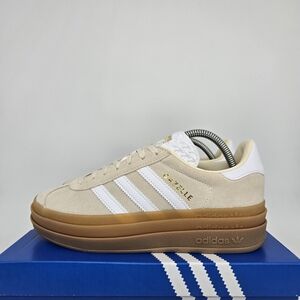 adidas Originals Gazelle Bold JP9288 White Beige Gold Shoes Women's Size 6.5 New